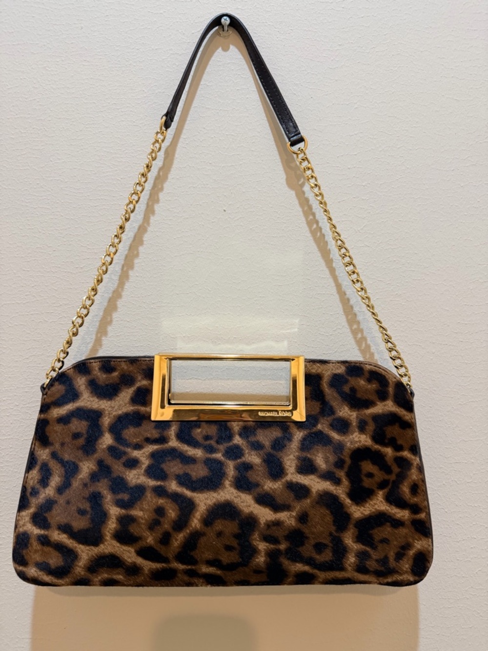 Michael Kors Leopard-Print Shoulder Bag with Gold Hardware